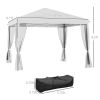 10' x 10' Pop-Up Outdoor Canopy with Sidewalls & Mesh Walls, Instant Setup, Cream White, for Events & Patio