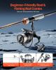 Rod and Fishing Reel Combo, IM6 Fiberglass & Carbon Fiber Spinning Rod and Reel Combo, Bass Fishing Pole with 6.5 ft Two-Piece Rods, 6+1 Ball Bearings