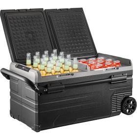 Portable Car Freezer, 100 Quart Portable Refrigerator Freezer, 95L Dual Storage Zone Camping Freezer, -4 - F 12 Volt Fridge Freezer