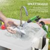 Folding Fish Cleaning Table with Sinks, Portable Camping Sink Table with Faucet, Drainage Hose, Sprayer, Shelf, Drawer and Storage Basket