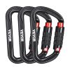 Auto Locking Carabiner Clips, 3 PCS Heavy Duty Caribiner, Professional 30 KN / 6744 lbs Spindle Strength, D-Shaped for Climbing,Hiking,Rappelling