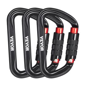 Auto Locking Carabiner Clips, 3 PCS Heavy Duty Caribiner, Professional 30 KN / 6744 lbs Spindle Strength, D-Shaped for Climbing,Hiking,Rappelling