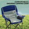 Padded Camping Chair for Adults, Portable Folding Camping Chair with Side Pockets, Cup Holders, Carry Bag, Light Gray