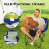 Padded Camping Chair for Adults, Portable Folding Camping Chair with Side Pockets, Cup Holders, Carry Bag, Light Gray