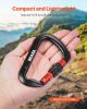 Climbing Carabiner Clips, 3 PCS Heavy Duty Caribiner, Professional 30 KN / 6744 lbs Spindle Strength, Large D-Shaped for Hiking,Rappelling,Rescue