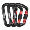 Climbing Carabiner Clips, 3 PCS Heavy Duty Caribiner, Professional 30 KN / 6744 lbs Spindle Strength, Large D-Shaped for Hiking,Rappelling,Rescue