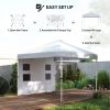 10' x 10' Pop Up Canopy Tent w/ Sidewall, Height Adjustable Instant Sun Shelter w/ Storage Pockets, White