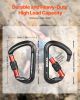 Climbing Carabiner Clips, 3 PCS Heavy Duty Caribiner, Professional 30 KN / 6744 lbs Spindle Strength, Large D-Shaped for Hiking,Rappelling,Rescue