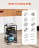 Fishing Rod Holder for 10-Rods, Mobile Fishing Pole Rack Cart with Wheels, Fish Gear Equipment Organizer for Garage Home Indoor Use