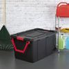 40 Gallon Wheeled Plastic Storage Container with Handle, Black, Pack of 2, Industrial