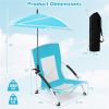 2 Pack Blue Umbrella Chair for Adults with Adjustable Parasol, Portable Backpack Beach Chair