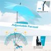 2 Pack Blue Umbrella Chair for Adults with Adjustable Parasol, Portable Backpack Beach Chair