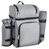 Picnic Backpack, Beach Picnic Backpack Bag for 4 Person with Insulated Cooler Compartment, Detachable Bottle/Wine Holder, Lightweight Blanket