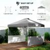 10' x 10' Pop Up Canopy Tent with 2 Half Sidewalls, UV50+ Instant Sun Shelter with Wheeled Carry Bag, Dark Gray