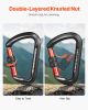 Climbing Carabiner Clips, 3 PCS Heavy Duty Caribiner, Professional 30 KN / 6744 lbs Spindle Strength, Large D-Shaped for Hiking,Rappelling,Rescue