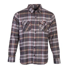 Flannel Casual Button Down Shirts (Color: Tan, size: L)