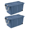 Extra Large Storage Bin, 160 Quart Wheeled Clear Plastic Storage Container with Handle, Gray, Pack of 2