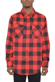 Checkered Long Sleeve Flannel Shirt (Color: BLACK RED, size: M)