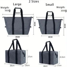 Portable Insulated Shopping Bag – Large 5.28 Gallon Collapsible Cooler for Everyday Use (Color: Gray)