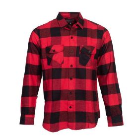 Flannel Casual Button Down Shirts (Color: Red Buffalo, size: M)